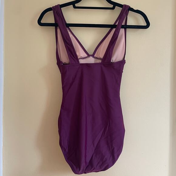 NWT J. Crew Ruched V-Neck One-Piece Swimsuit in Iris Purple Sz 2 - Picture 9 of 10